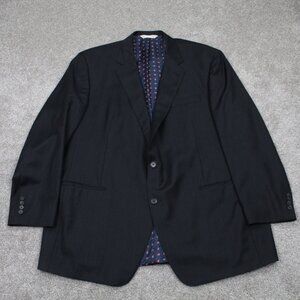Samuelsohn Blazer Mens 44L Black Wool 2 Button Single Vent Sports Jacket Coat